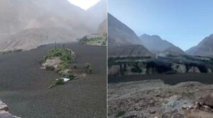 گلیشیر پھٹ گیا جی بی کے گھائزر میں تباہی مچاتا ہے ، جس سے مصنوعی جھیل پیدا ہوتی ہے